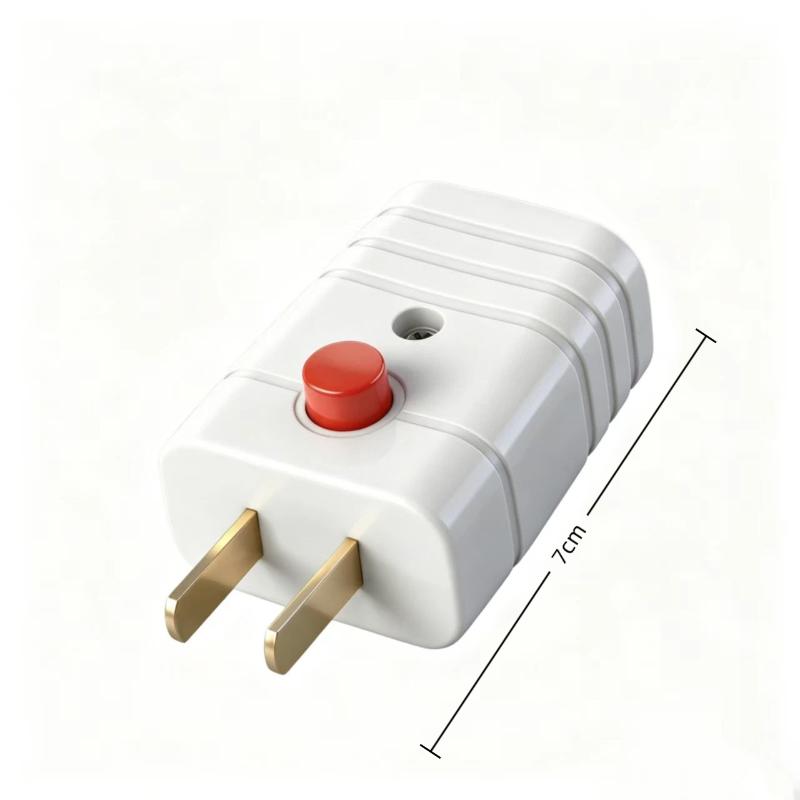 2 Prong Electric Power Plug With On Off Switch And Thick Pure Copper Pins 10A 250V For Home Office Daily Use