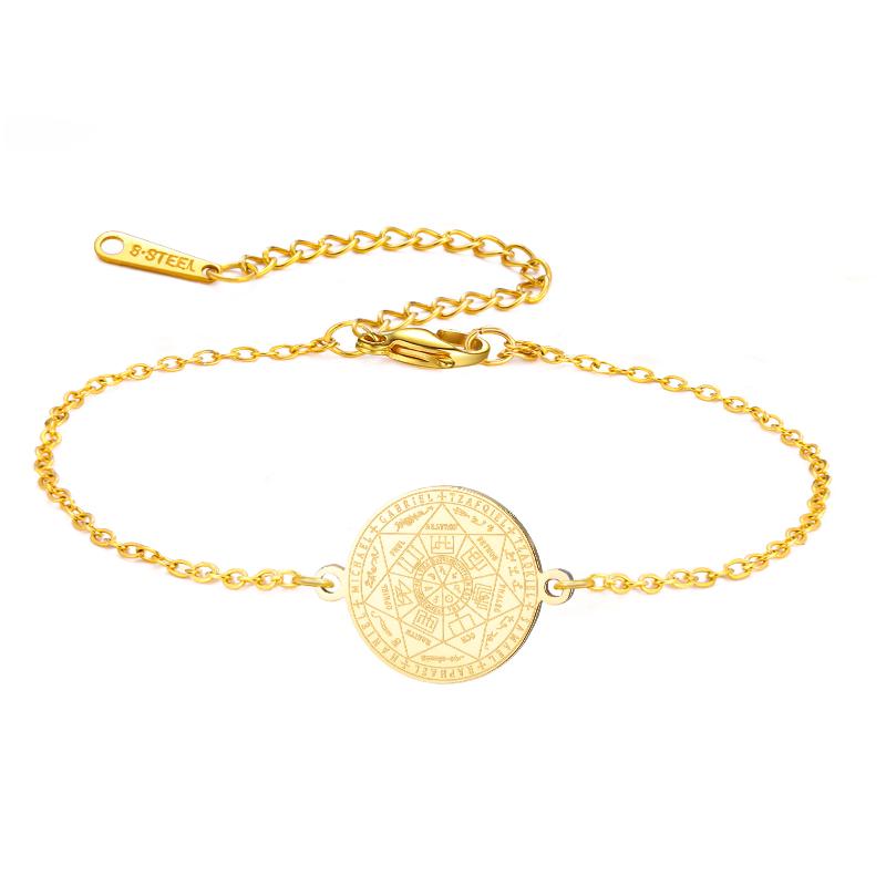 Skyrim Stainless Steel Seven Archangels Charm Bracelet Women Men Adjustable Rope Bracelets Amulet Seal Of Solomon Jewelry Gift