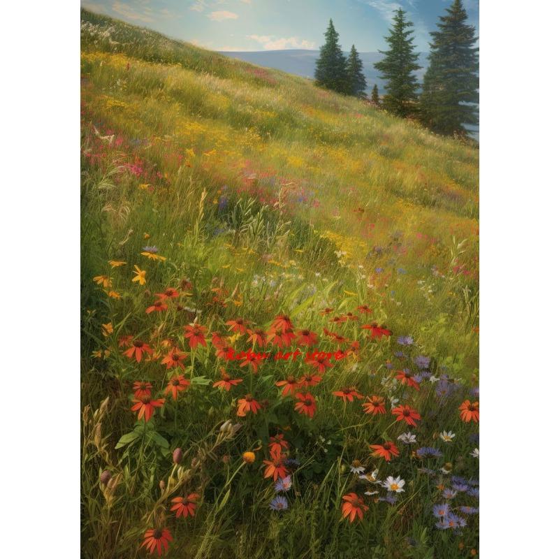 Wildflower Field Floral Natural Landscape Canvas Painting Posters and Prints Wall Art Picture for Living Room Home Decor Cuadros