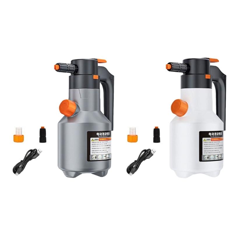 75 Degree Wide Angle USB Rechargeable Foam Sprayer Guns With 2 Liter Container And Fan Shaped Misting For Auto Detailing