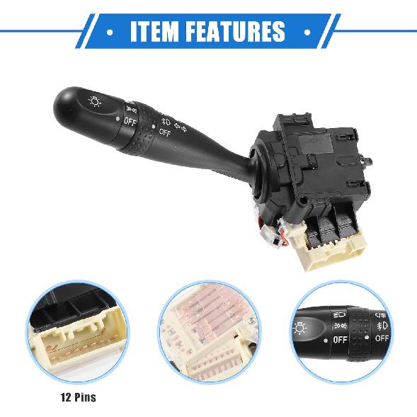 Car Turn Signal Switch Compatible for Toyota Yaris 1999-2005, Durable Plastic Black Headlight Indicator Switch Stalk