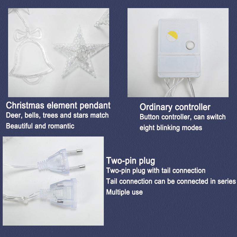 AC 110V Christmas Tree Deer Bells String Lights Fairy Lights Outdoor Decoration