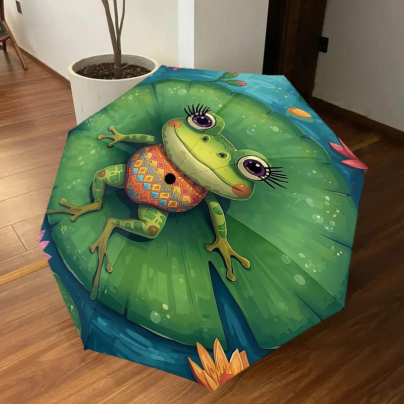 1PC Frog Lily Pad Umbrella-8-Rib Reinforced, Automatic Open, Lightweight & Durable, Cute Fashion Accessory for Outdoor-F2685