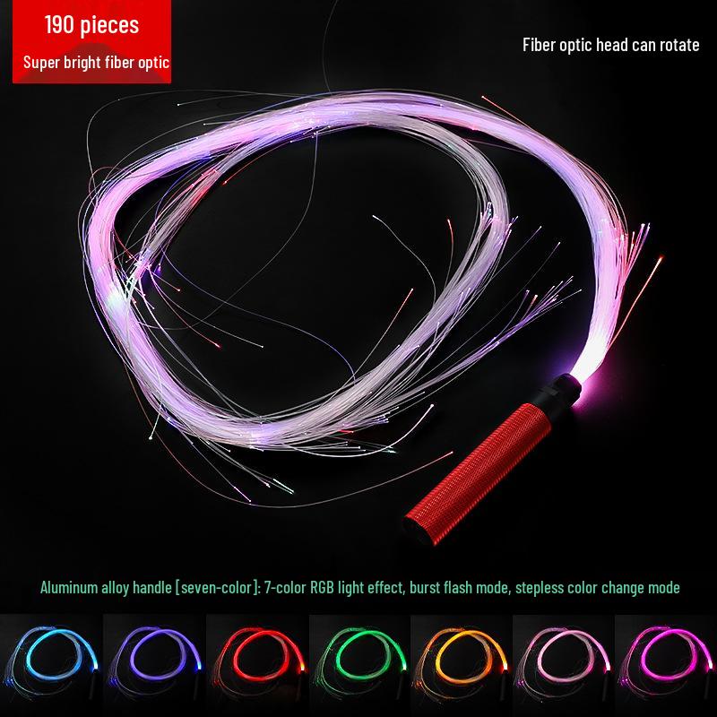 

USB Rechargeable 7-Color LED Flashing Fiber Optic Whip - Stage Atmosphere Toy RGB 7-Color