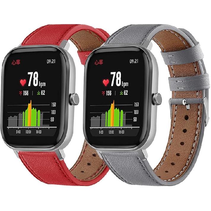 FitTurn Leather WatchBand Compatible with Amazfit Bip 6/Bip 5/Pace/Cheetah/Stratos 2 3/GTR 4/GTR 3/GTR 3 Pro/GTR 2/GTR 2e/GTR 47mm Smart Watch for