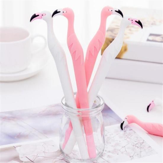 2Pcs Flamingo Silicone 0.5mm Gel Pen Student Stationery School Supply Black Ink