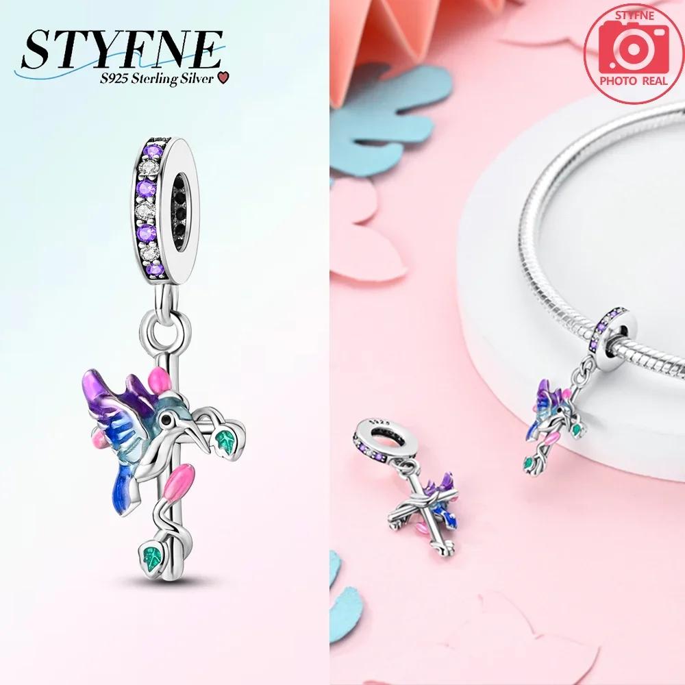 Blue Copper Beads Zircon Sunflower Purple Blue Cross Charms Fit Original Pendant Bracelet Women Jewelry