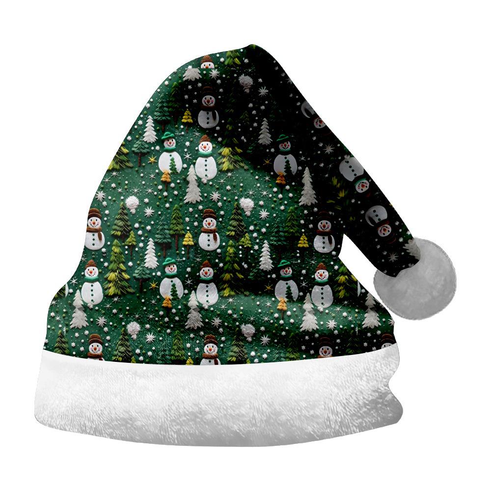 2024 Dwustronny Pluszowy Płatek Śniegu Bałwan Czapka Świąteczna Ornament