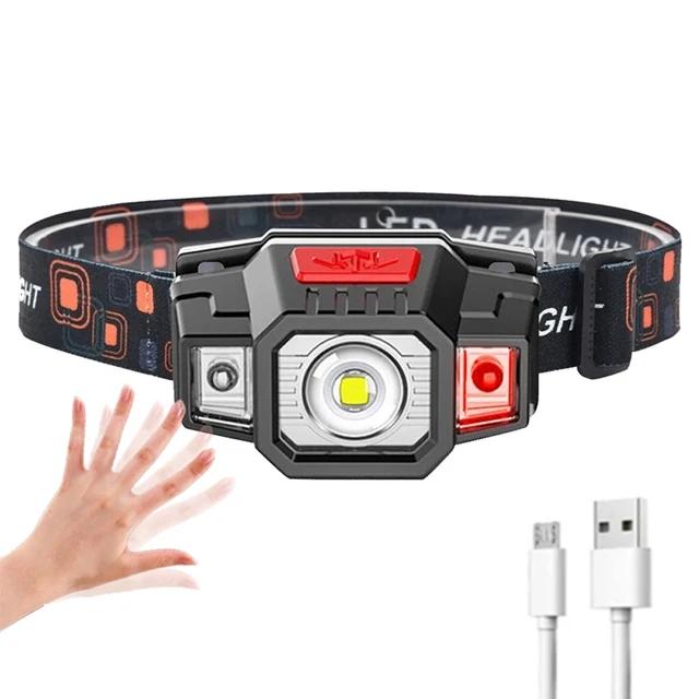 8 Modes Motion Sensor XPE+COB LED Headlamp Flashlight USB Rechargeable Waterproof Camping Head Lamp Running Fishing Headlight