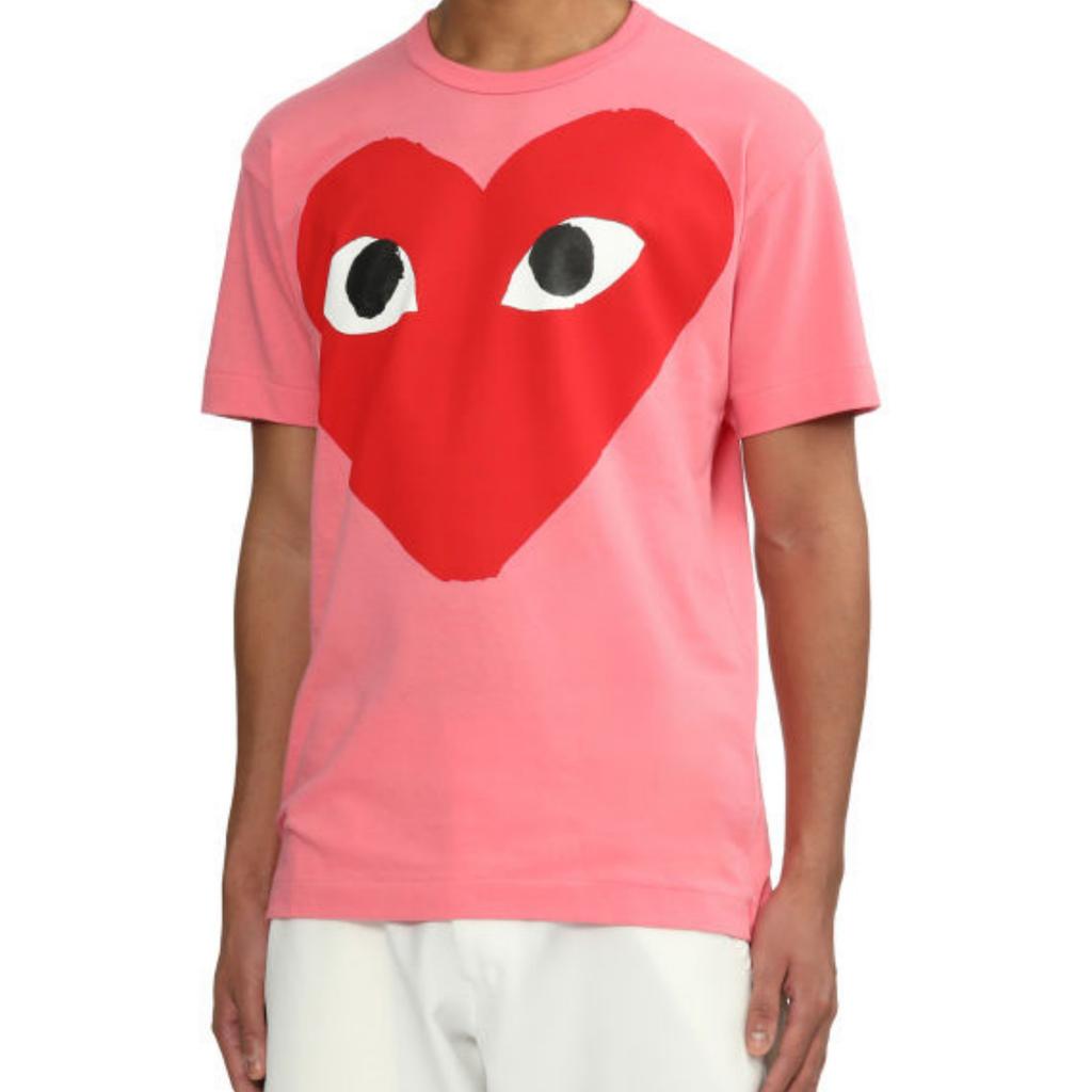 CDG Play T-Shirts Unisex Pink Crew Neck Moderate CPXTEAXT2740N