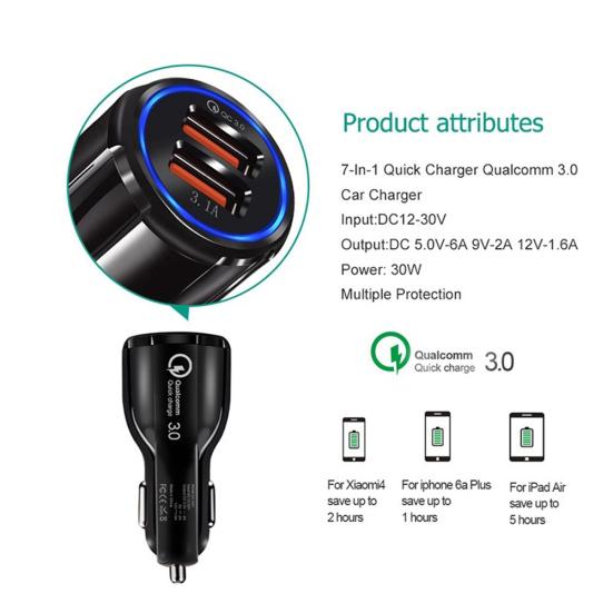 Dual USB 3.1A Fast Quick Charge QC 3 Car Charger Cigarette Lighter Adapter