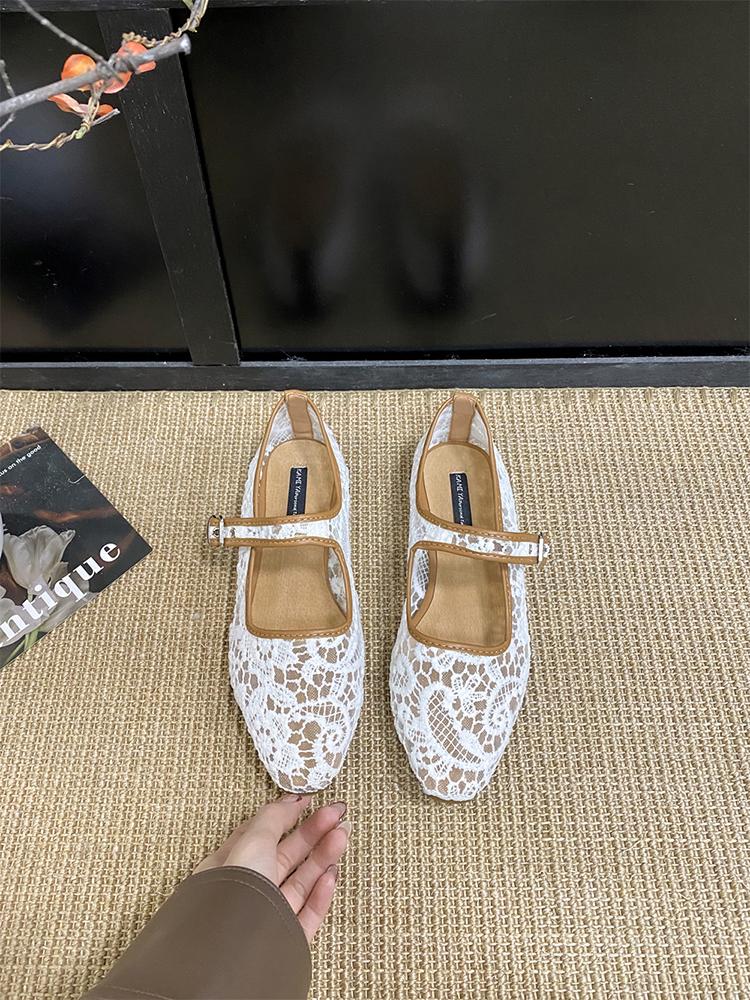 Fashion 2025 Spring Women's Outdoor Mary Jane Shoes Chinese Style Square Toe Embroidery Jacquard Designer Walking Shallow Ladies Flats
