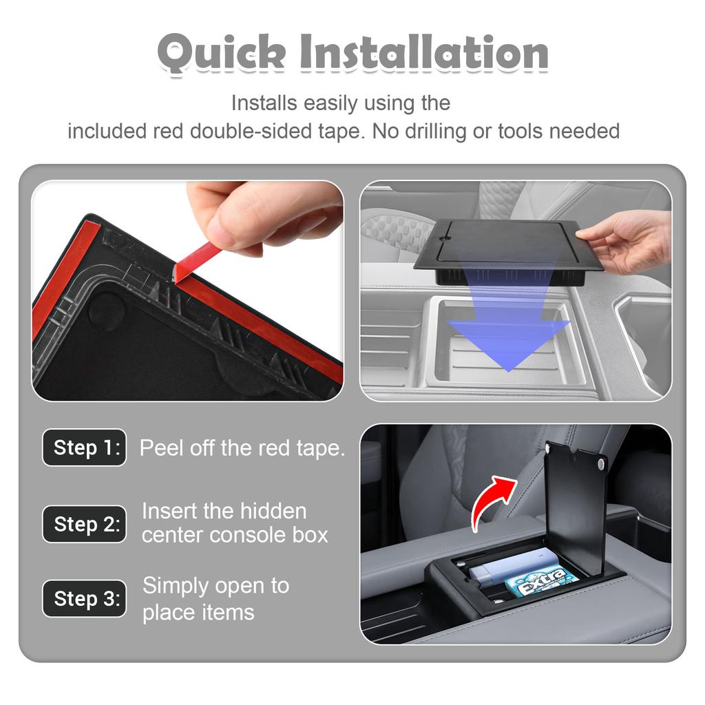 For Toyota Tundra 2025-2025 2025 Center Console Hidden Handrail Privacy Storage Organizer Tray Armrest Hidden Pallet Manager Box