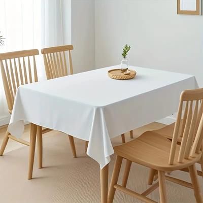 Weiße Tischdecke Wasserdicht Kratzfest Polyester Tischdecke Dekorativ Waschbare Stofftischdecke Heimessen Buffet Party