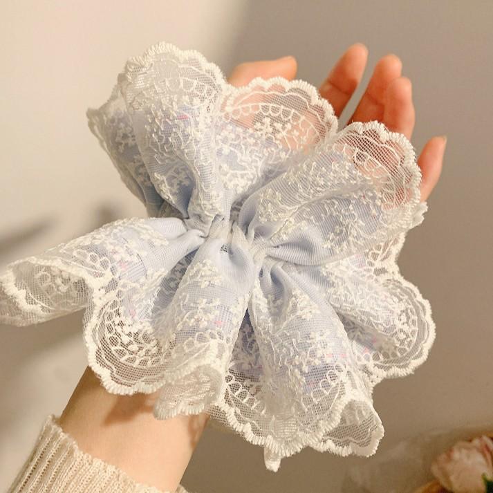 French Gentle Purple Lace Large Intestine Hair Band Female Hair Tie Ball Head Large Hair Rope Hair Accessories