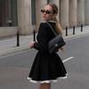 2024 European & American Vintage Long-Sleeved Lace Knitted Dress for Autumn/Winter