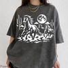 Wildpferde Vintage 90er Grafik T-Shirt und Kinder-T-Shirt, Retro Mondlicht Galoppierendes Pferd Shirt Comfort Colors