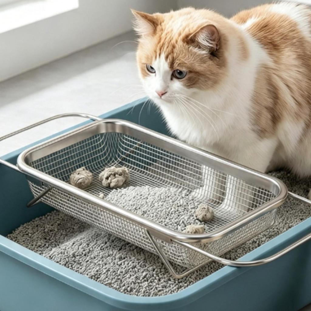 Cat-Litter Filtering Sieve Easy to Clean Mesh Sifter with Wire Legs Reusable