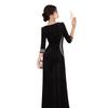 Black autumn and winter evening dress women's new exquisite velvet banquet host temperament dignified atmosphere