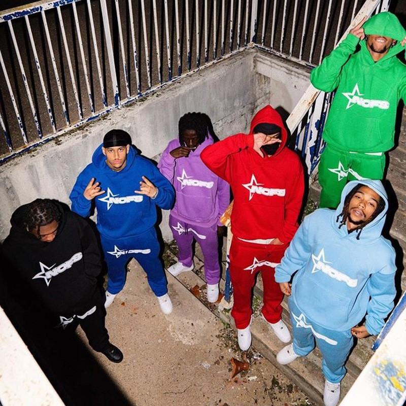 American Streetwear Hoodie Set Men Women Hip Hop Loose Fit Pullover Sweatshirt Pants