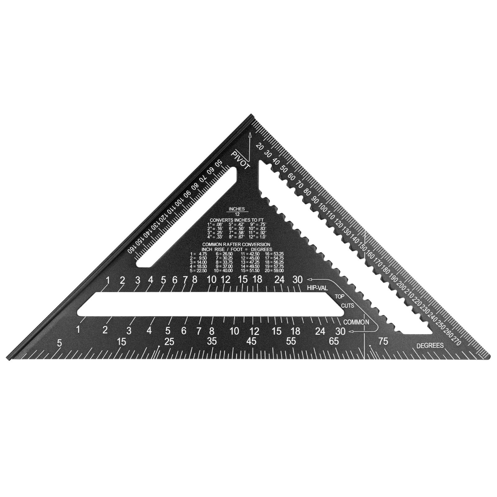 12-дюймовый стропильный угольник 45 90 градусов плотницкий треугольный линейка алюминиевый сплав деревообрабатывающий метрический измеритель Black