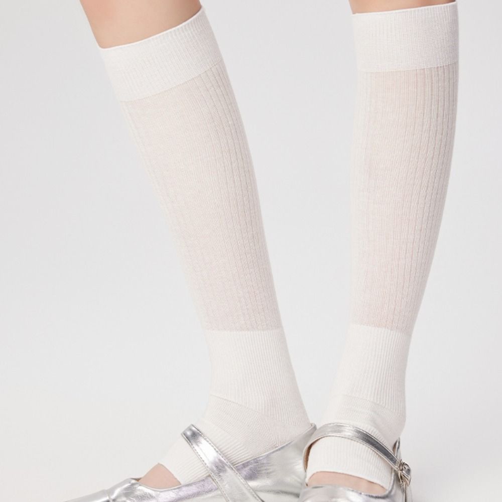 Lolita Kniestrümpfe Einfarbig Mittellange Strümpfe Bequeme JK Wadenstrümpfe Damen