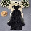 Temperament Black Evening Dress Dress Women's Spring and Autumn New Banquet Advanced Sense French Piano Performance Vocal Art Test Dress