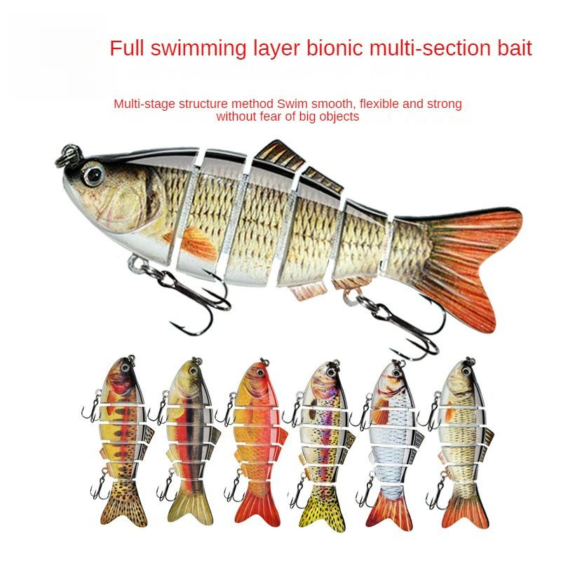 Fishing Lure 5 Segments Crank 3D Eyes Fish Shape Tackle Hook 10cm/17g 1pc