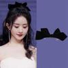 Elegant French Red and Black Velvet Bow Hairpin for Women