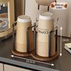 Homeglen Walnut Desktop Double Cup Holder and Dispenser