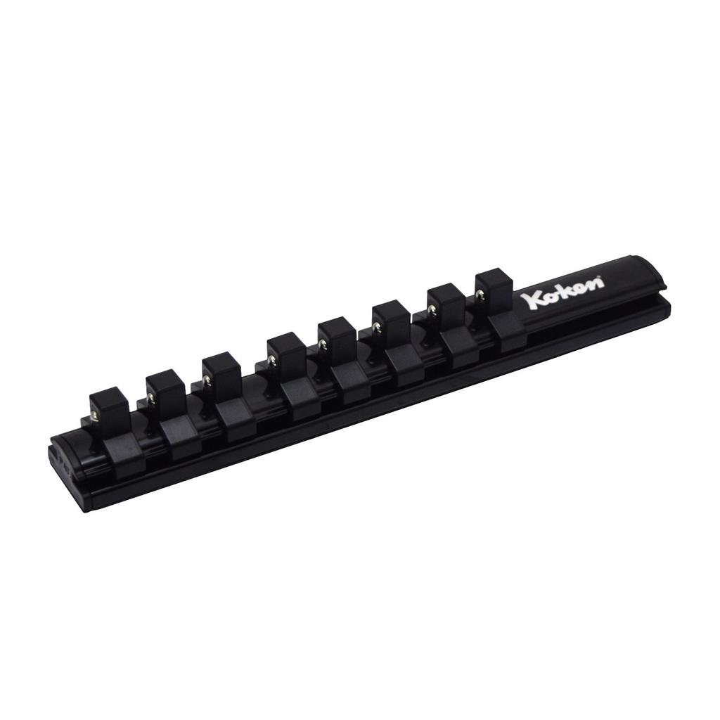 Yamashita Kogyo Kenkyusho Ko-ken Z-EAL 3/8 (9.5mm) SQ. Hex Bit Socket Rail Set, 50mm Overall Length, 8-Piece Set RS3010MZ/8-L50