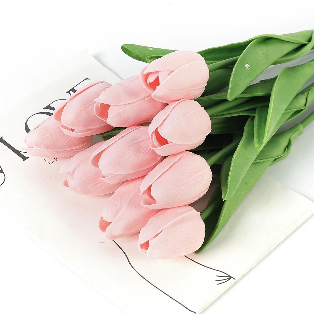 3/5 Stück Künstliche Tulpen Blumenstrauß 29cm Schaumstoff Kunstblumen Garten Hochzeitsdekoration für Heimdeko Vase Blumenarrangement