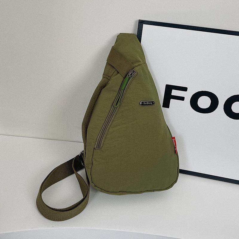 Einfache einfarbige Umhängetasche aus Nylon für die Taille von Frauen mit Reißverschluss, weiche Brusttasche, multifunktional, lässig