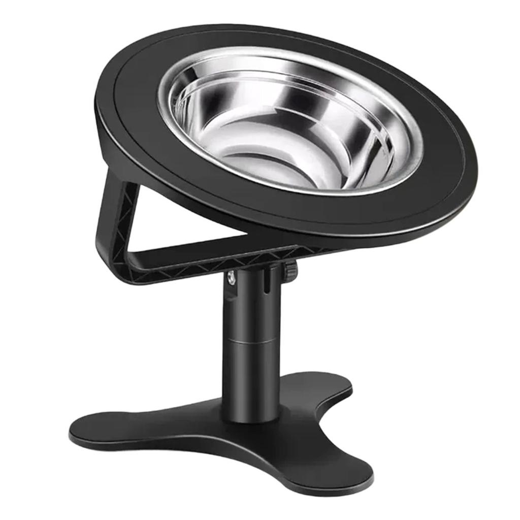 Raised Cat Bowls,Elevated for Indoor Cats with Height-Adjustable Stand Non-Slip Stainless Steel Bowl 15° Tilted Kitten