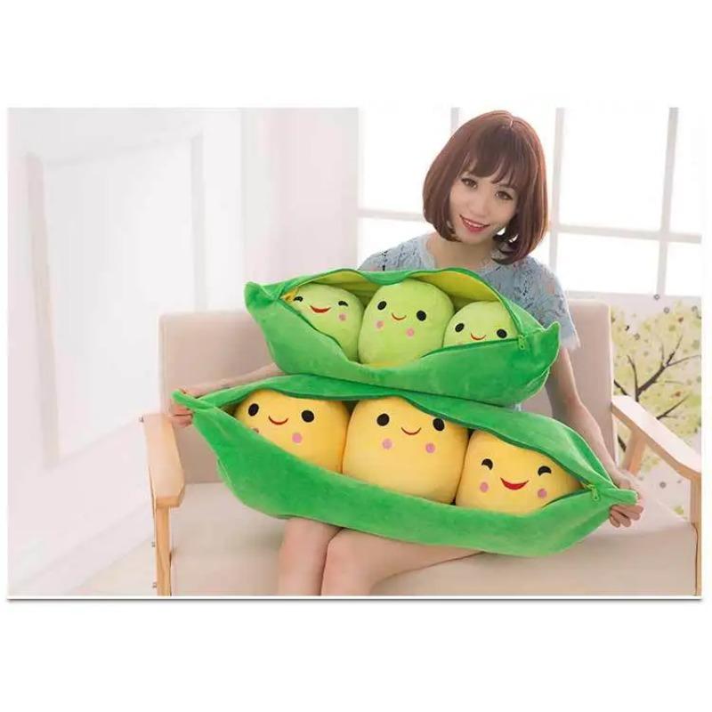 Popular Soft Plant Cotton Pea Pod Plush Toy Doll Cute and Comfortable Couple Bean Sleeping Pillow Valentine's Day Gift