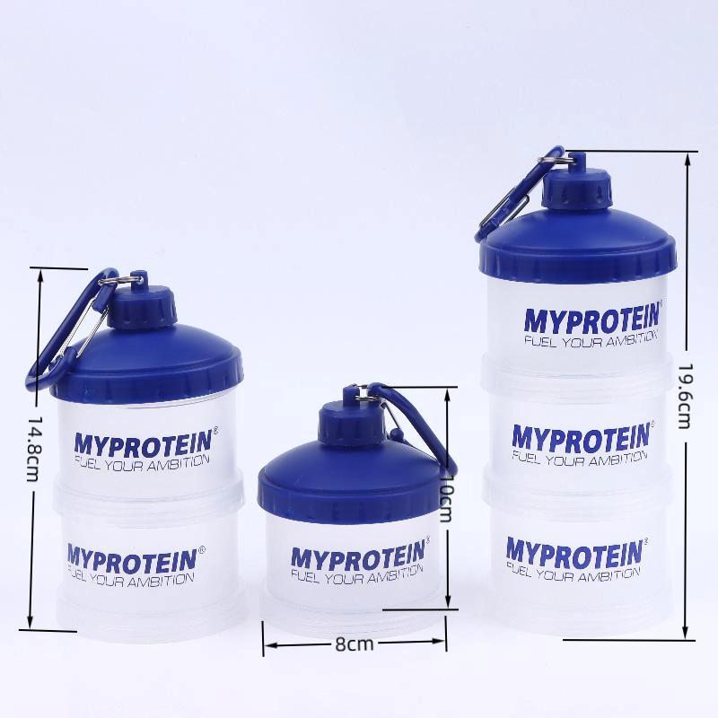 1/2/3 Tier Portable Protein Powder Box Fitness Supplement Bottle Funnel Powder Box Handle Layered Storage Pill Box Snack Jar