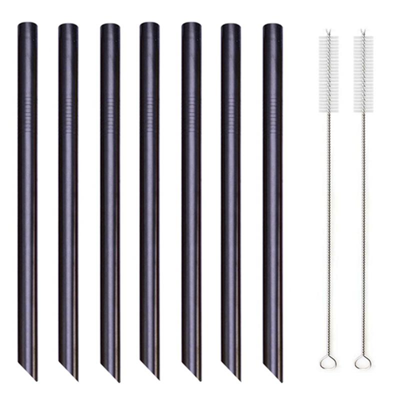 7 Colors 8.5" Wide Metal Drinking Straw 304 Stainless Steel Straws Set Reusable Boba Straw for Bubble Tea Milk Bar Accessory