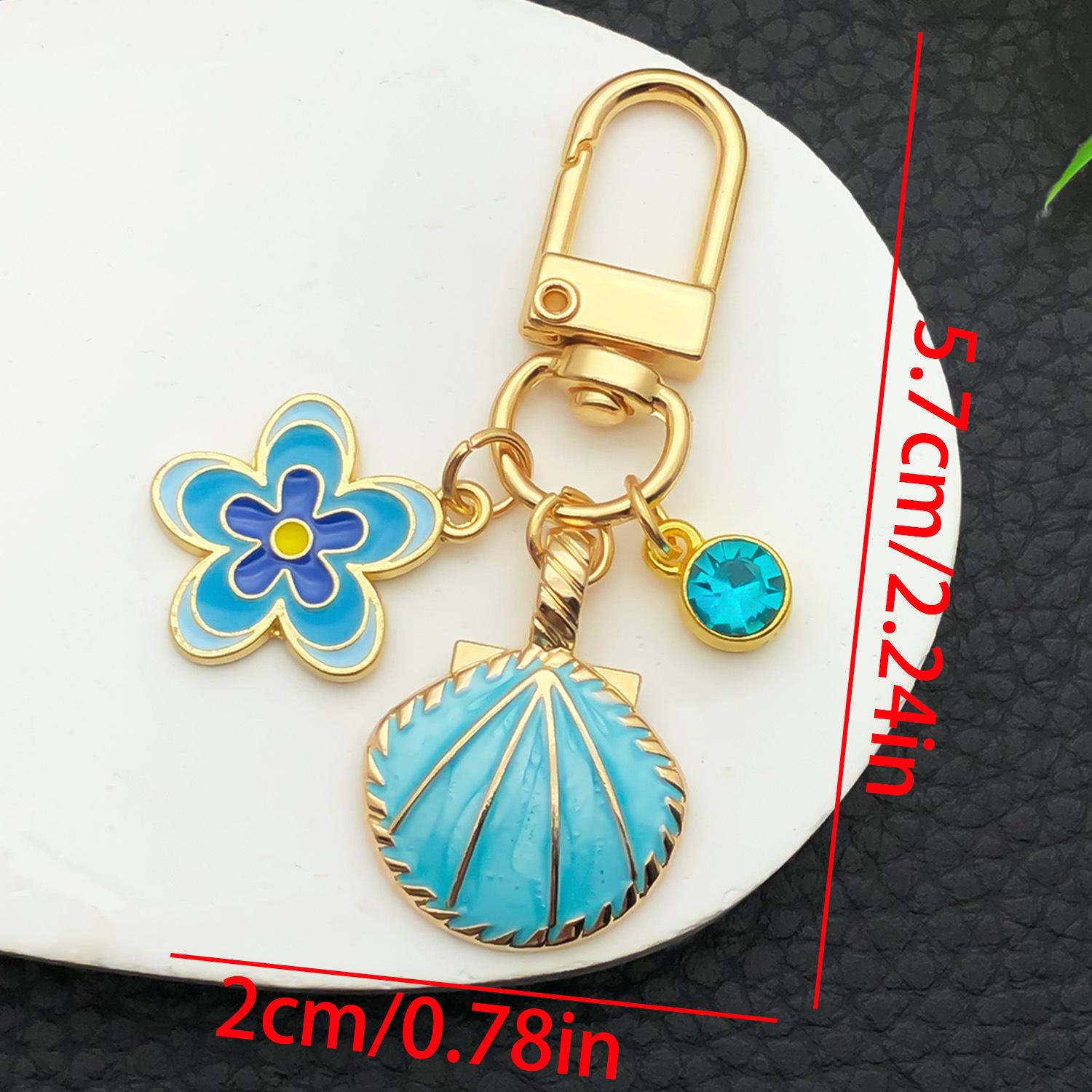Multicolor Imitation Pearl Shell Flower U-Shaped Keychain Pendant for Bags
