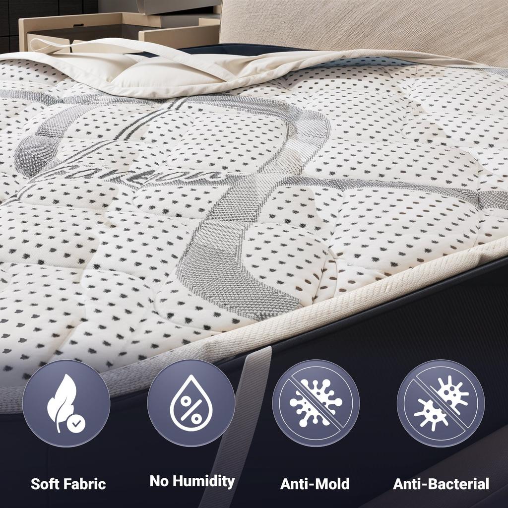 The White Stone Surmatelas respirant hauteur 5 cm | Correcteur de matelas ergonomique | Garnissage en ouate soft 