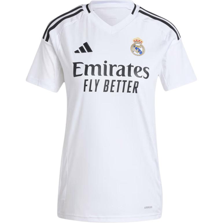 

Adidas SS24 Real Madrid 24/25 Home Letter Logo Print Comfortable Fashion V-Neck Short Sleeve Football Shirt Women Tops White IT5182 2XL