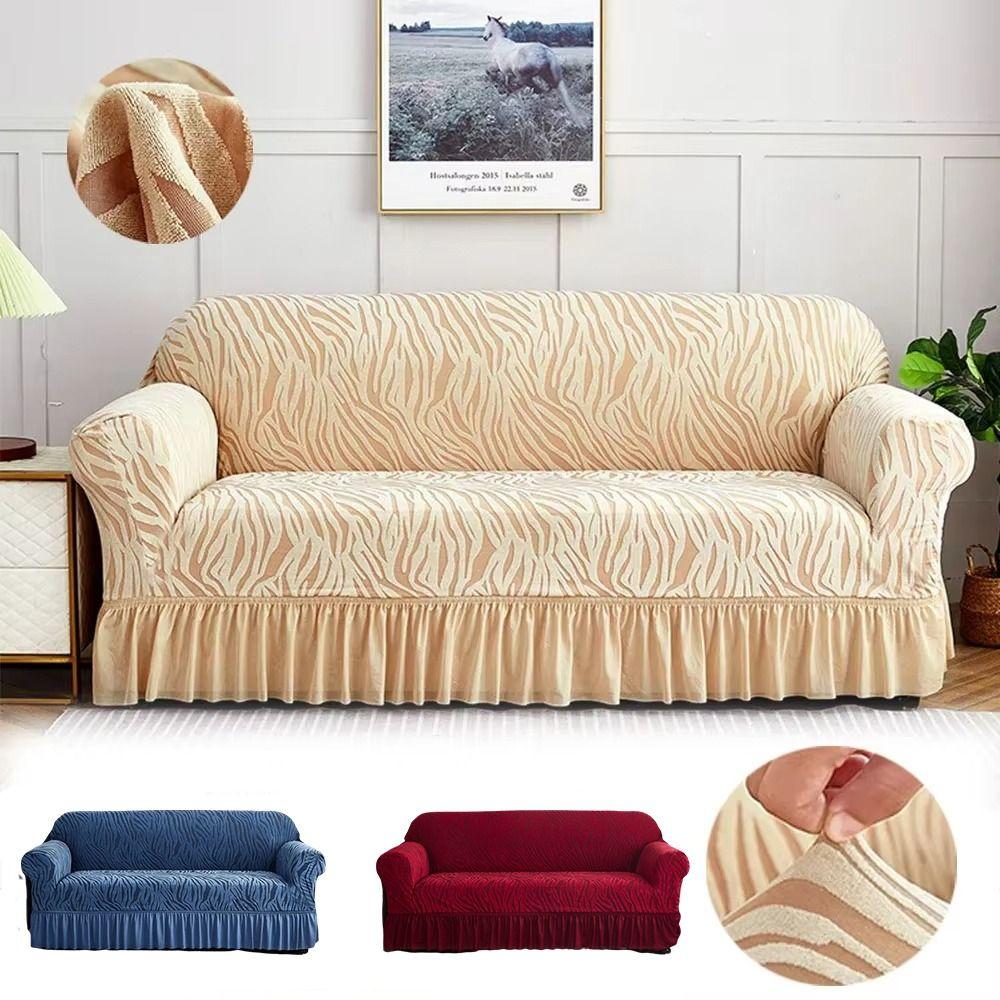 Stretch Fabric Jacquard Sofa Cover Sea Wave Pattern Dustproof Sofa Cover Living Room