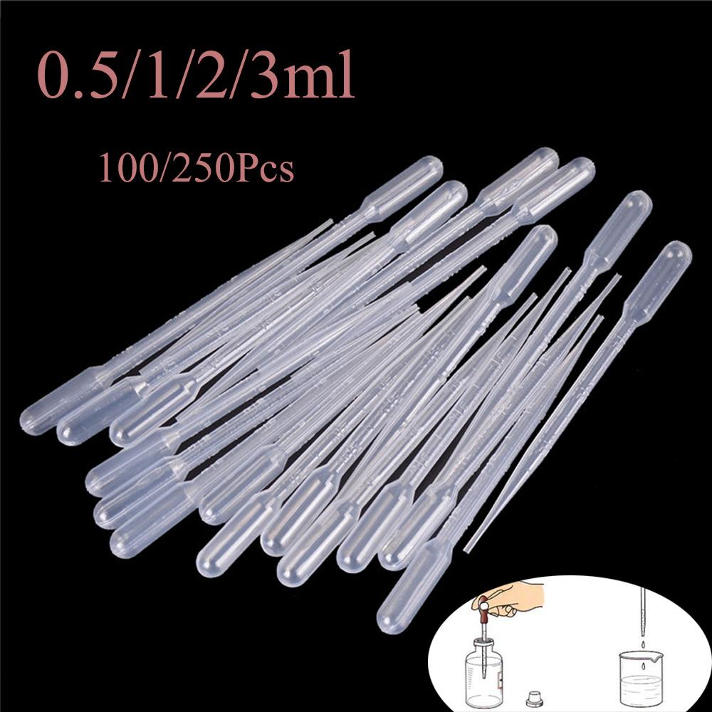 100/250Pcs Plastic Disposable Laboratory Transfer Graduated Pipettes Dropper Polyethylene Makeup Tools Supplies 2ml-100Pcs