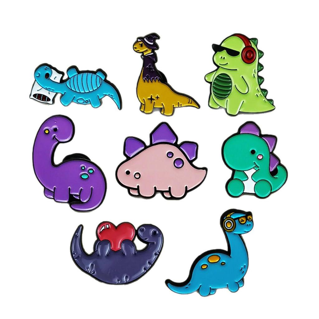 Dinosaurier Cartoon Brosche: Kreativer Legierungs-Anstecker mit Tropföl für Kinderrucksäcke