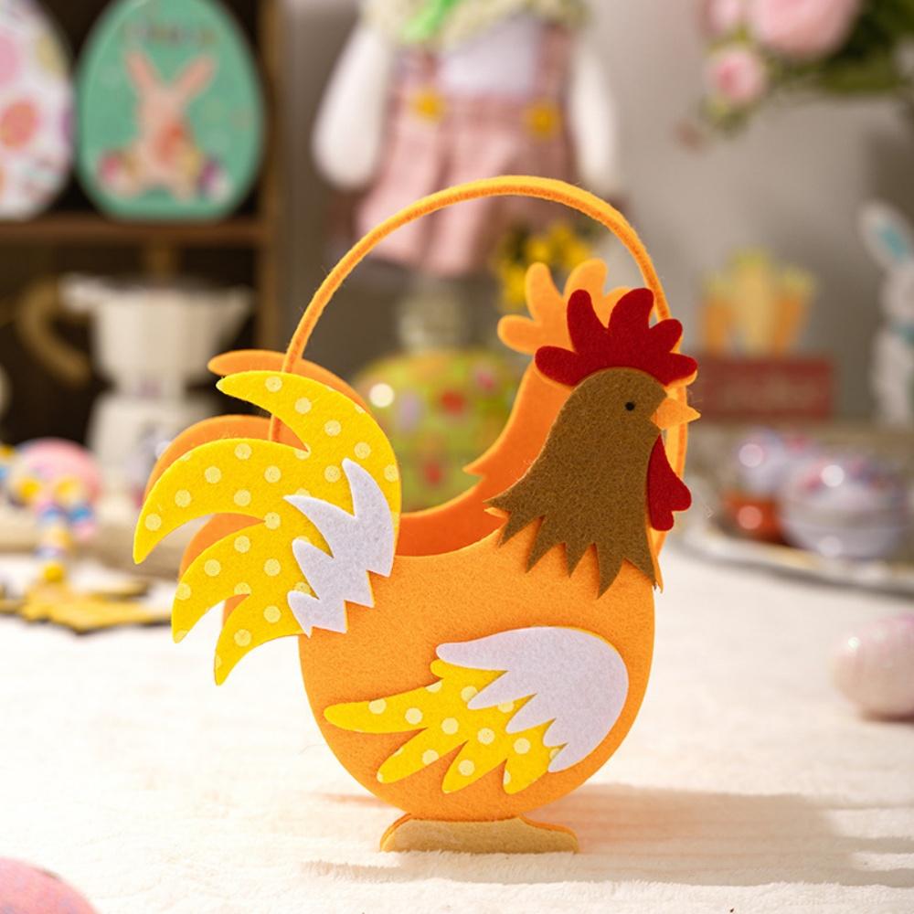 Easter Chicken Basket Felt Rooster ToteBags for Party Bunny Basket Funny Farmhouse Chicken Egg Holder WithHandle Kids Gift Decor
