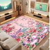 Floral Garden Theme Soft Crystal Velvet Rug Custom Name & Text Print Non Slip Floor Rug for Bedroom Living Room