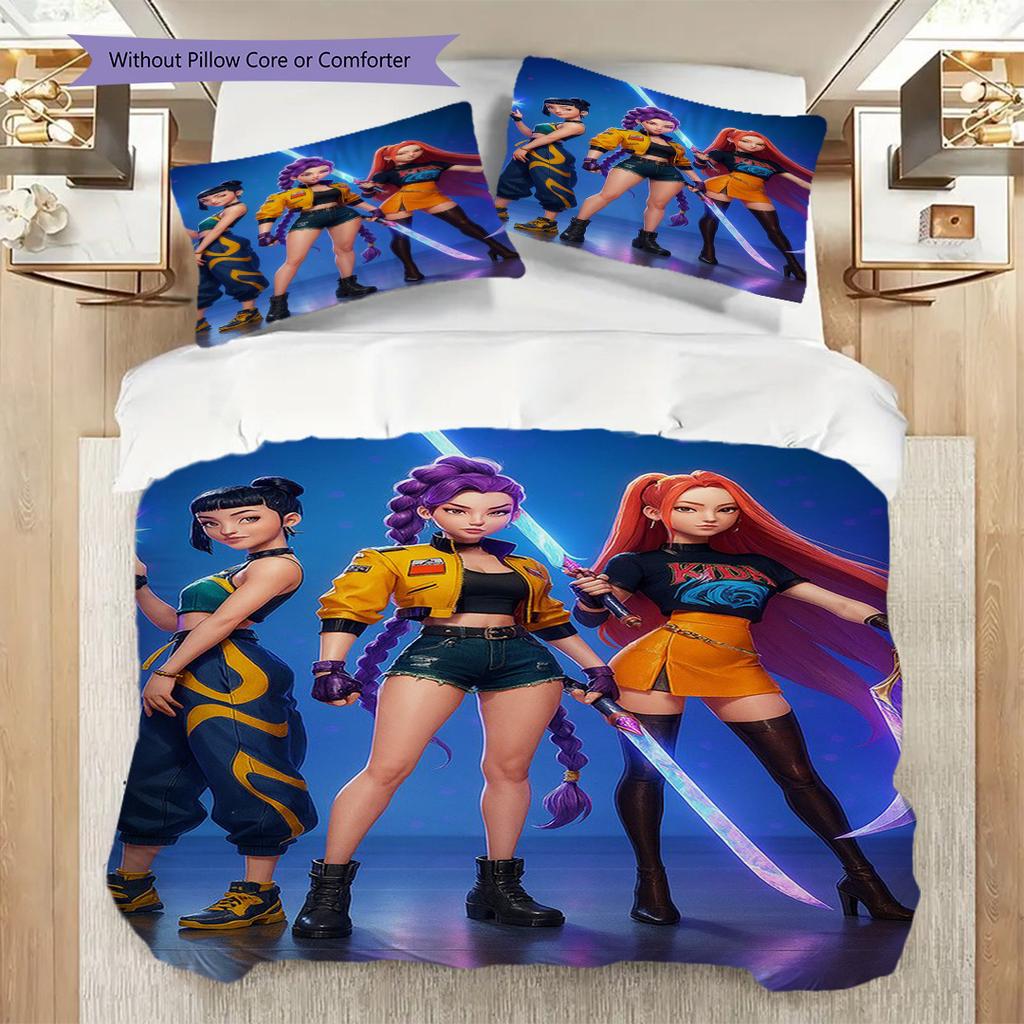 Kpop Demon Hunters Short Film 2 Threepiece Set 1 Duvet Cover 2 Pillowcase Without Core Bedding Set Duvet Cover And Pillowcase
