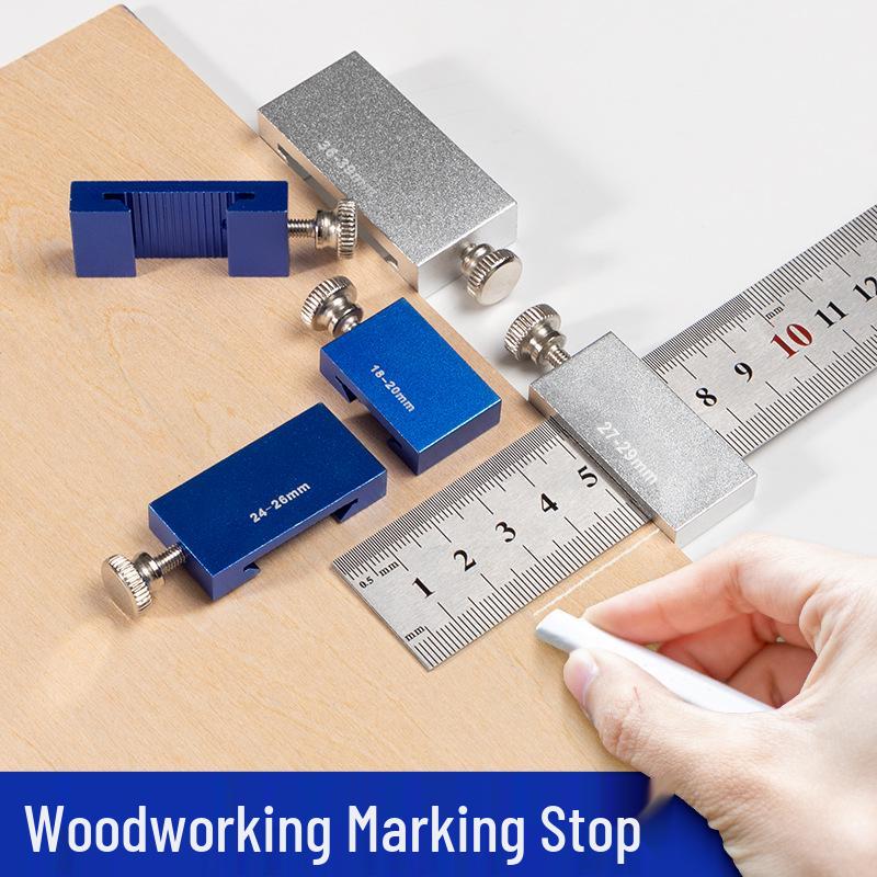 Adjustable Steel Ruler Block: Movable Positioning & Marking Guide