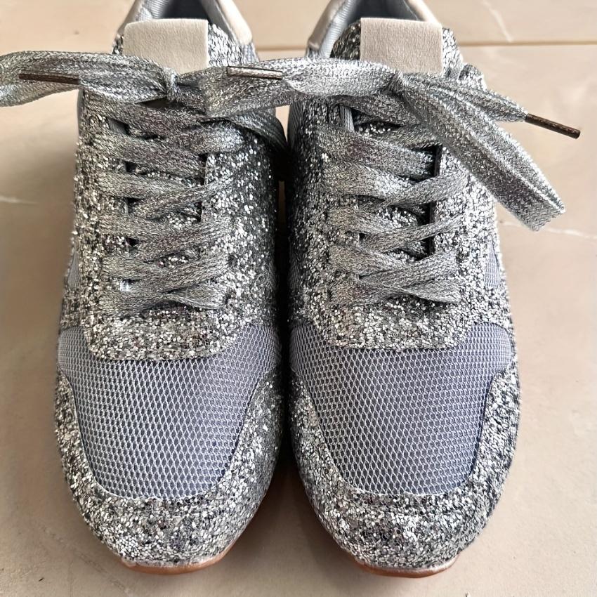 Dámská móda Trendy protiskluzové třpytivé tenisky Prodyšné a pohodlné běžecké boty