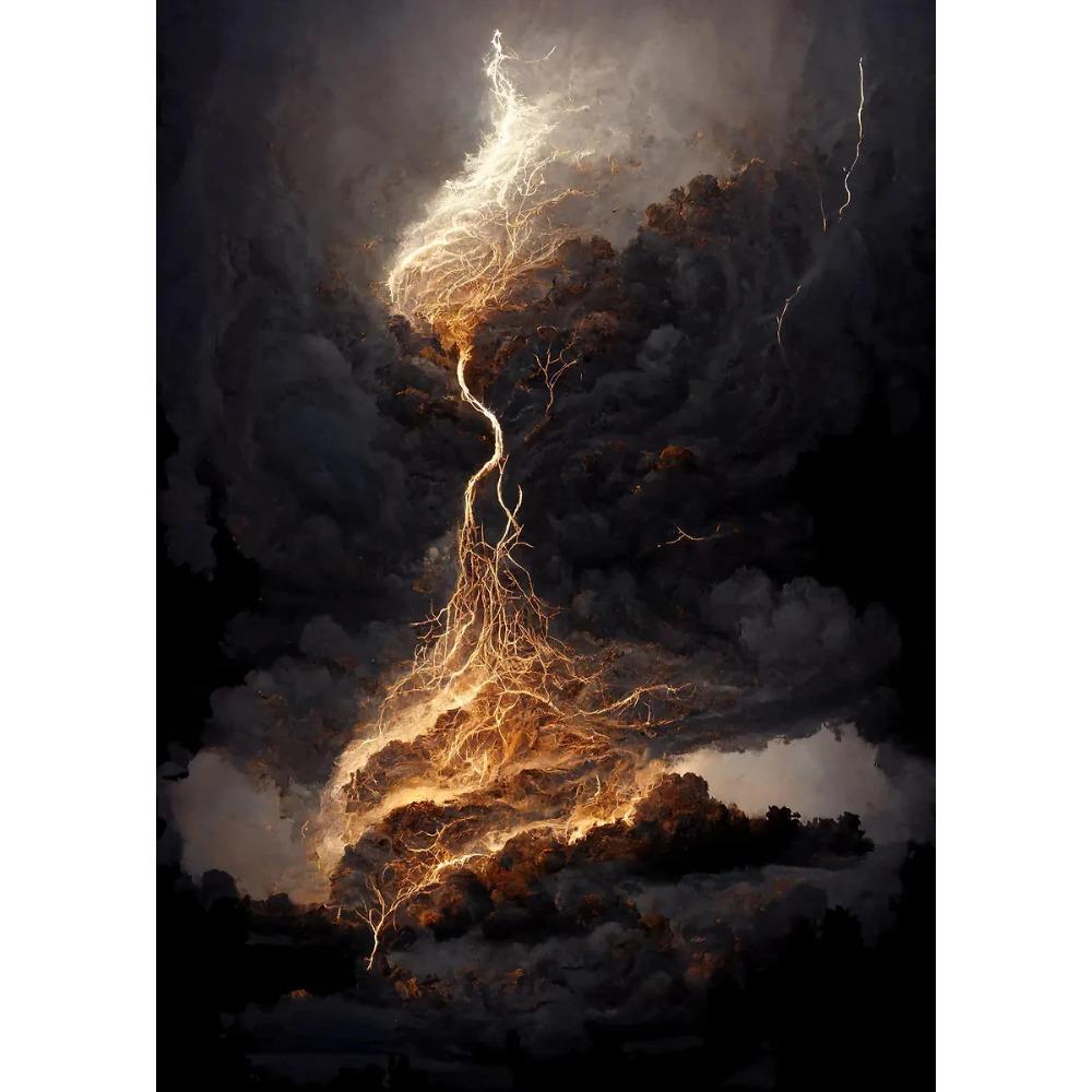 Naturkatastrophe Apokalyptischer Sturm Poster Blitze über dem Ozean Drucke Leinwandbild Wandkunst Bilder Heim Wohnzimmer Dekor