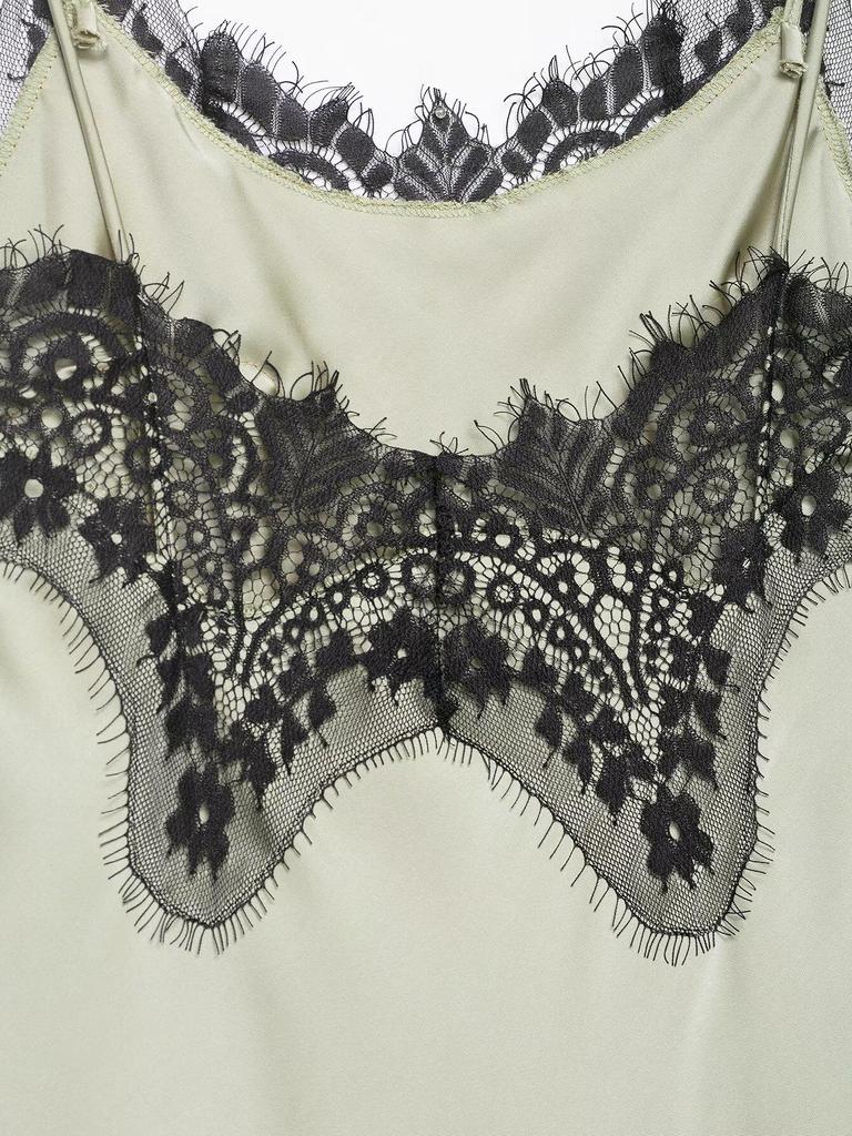 Spring 2026 European & American Lace Trim Camisole Maxi Dress with Sexy Slit